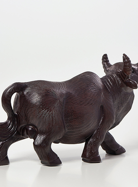 雕牛摆件实木生肖工艺品办公客厅