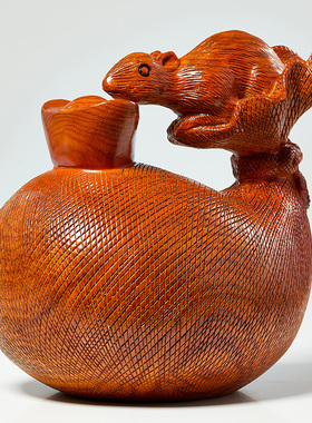 花梨木老鼠摆件吉祥物客厅