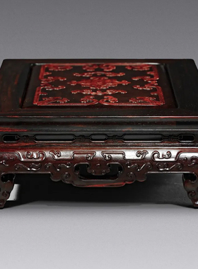 酸枝x缅花|卷草如意纹·器座