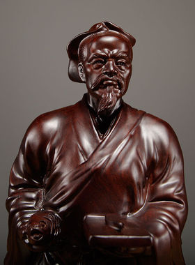 黑檀木雕鲁班祖师像实刻巧