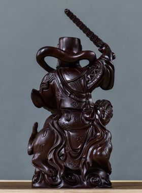 定制黑檀木雕手工财神爷摆