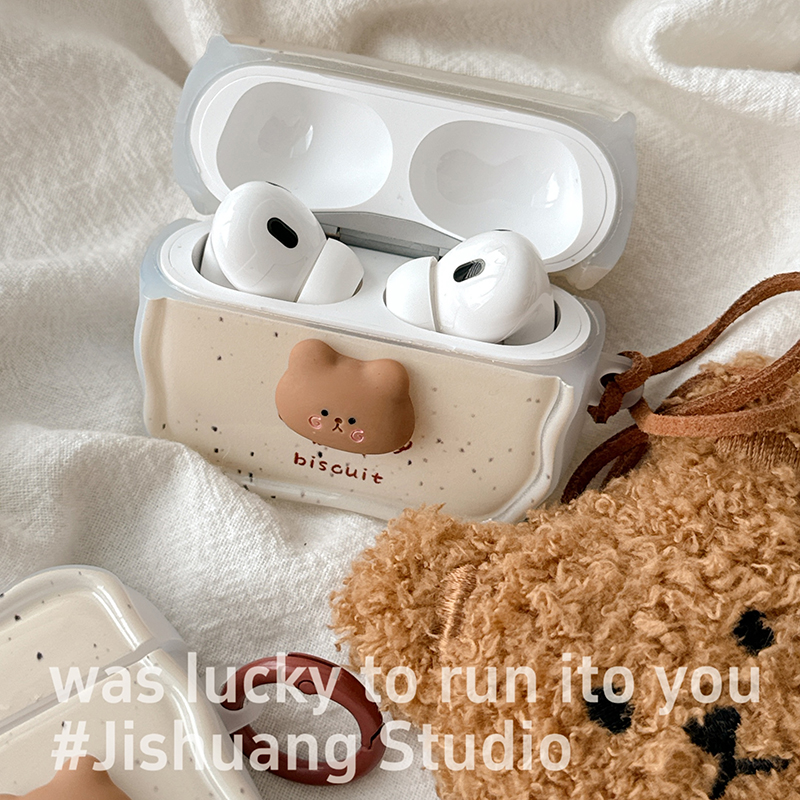 韩国泼墨立体小熊适用苹果耳机保护套airpodspro2无线蓝牙耳机壳四三代airpod4二代ipod耳机套airpods3保护壳 - 图2