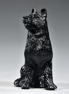 黑色木雕狗摆件十二生肖狗摆设家居客厅电视柜办公装饰红木工艺品