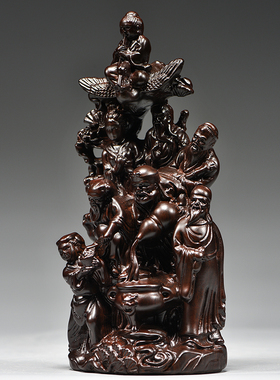 黑檀木雕刻八仙过海摆件