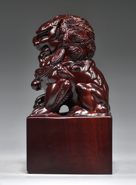 黑檀木雕方形狮子印章木质