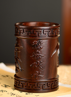 黑檀木鸳鸯戏水家居客厅工艺品