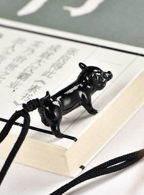 黑色金属猪吊坠挂件金属铜十二生肖动物猪吉祥物挂件装饰工艺立品
