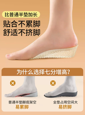 专业隐形增高鞋垫不累脚足弓支撑