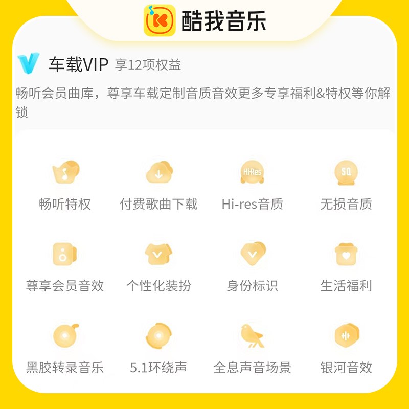 【支持车载】腾讯音乐 酷我音乐车载VIP会员豪华会员半年卡6个月 - 图0