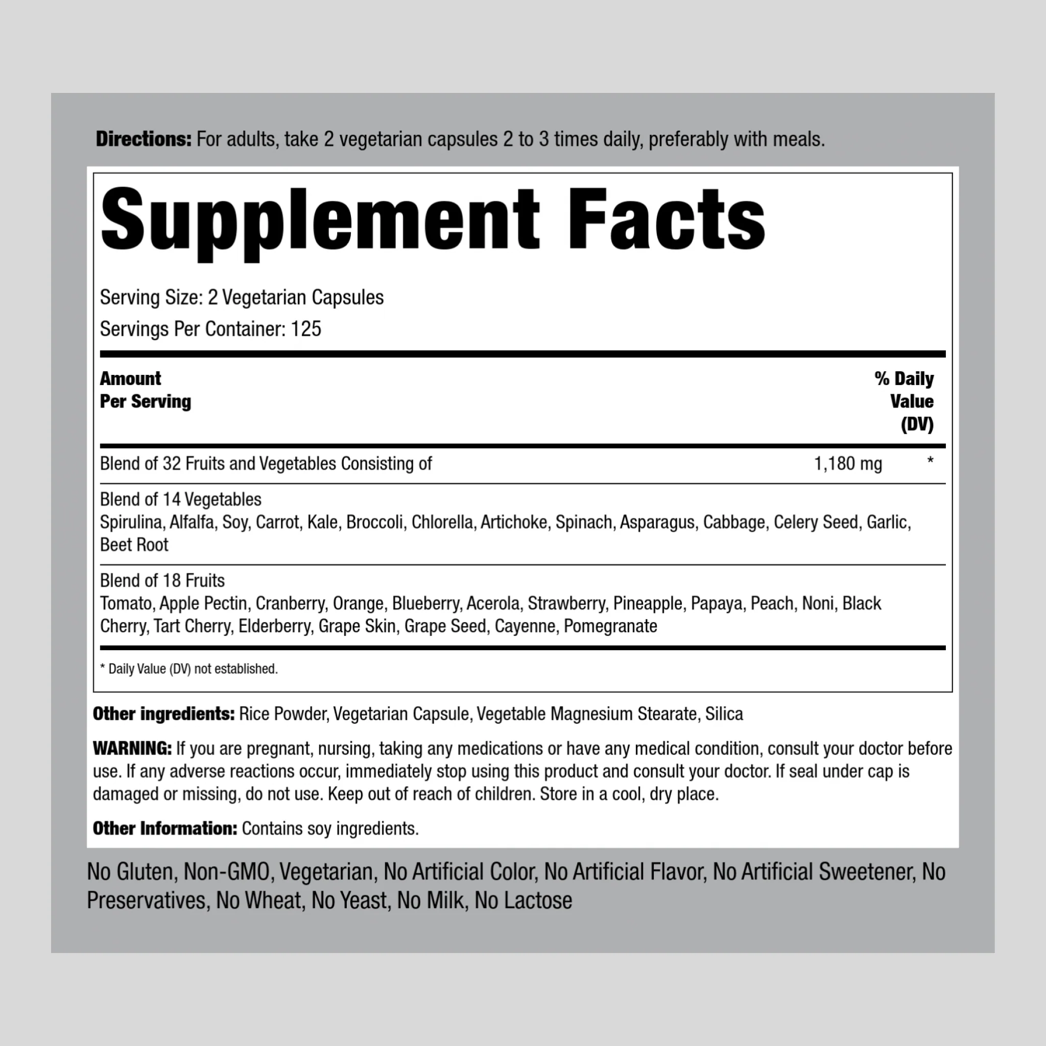 每日生活所需水果和蔬菜胶囊250粒 多种复合维生素矿物质海外直邮 - 图1