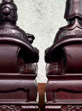 黑檀木花梨木雕刻土地公土地婆家居供奉财神爷佛像摆件木雕工艺品