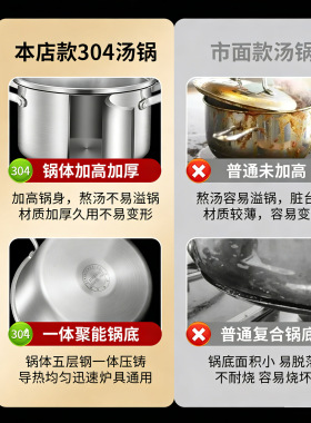 304加厚全钢食品级汤锅厨