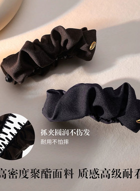 复古高级感咖色金标发夹女