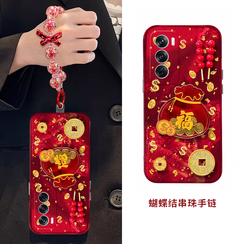 2025金币福袋适用opporeno13手机壳reno12pro立体reon11金色10por+十9挂链7se新年6简约5k红色4se女oppo硅胶p - 图2