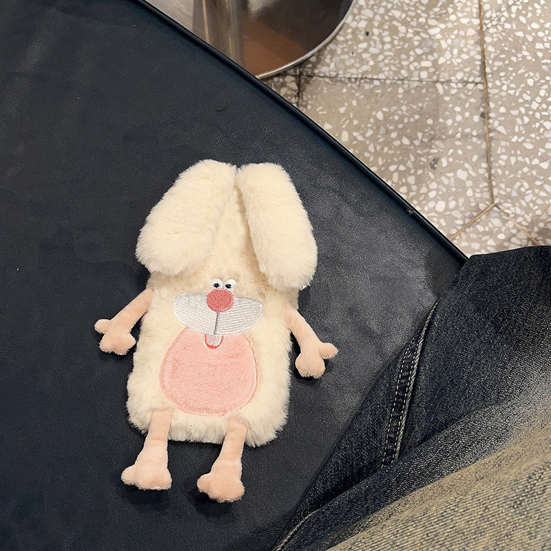 丑萌龅牙兔适用苹果17promax手机壳华为pura80荣耀400pro小米17兔子vivos30毛绒opporeno14秋冬季x200卡通软p,淘宝优惠券,粉丝福利购,淘宝优惠卷