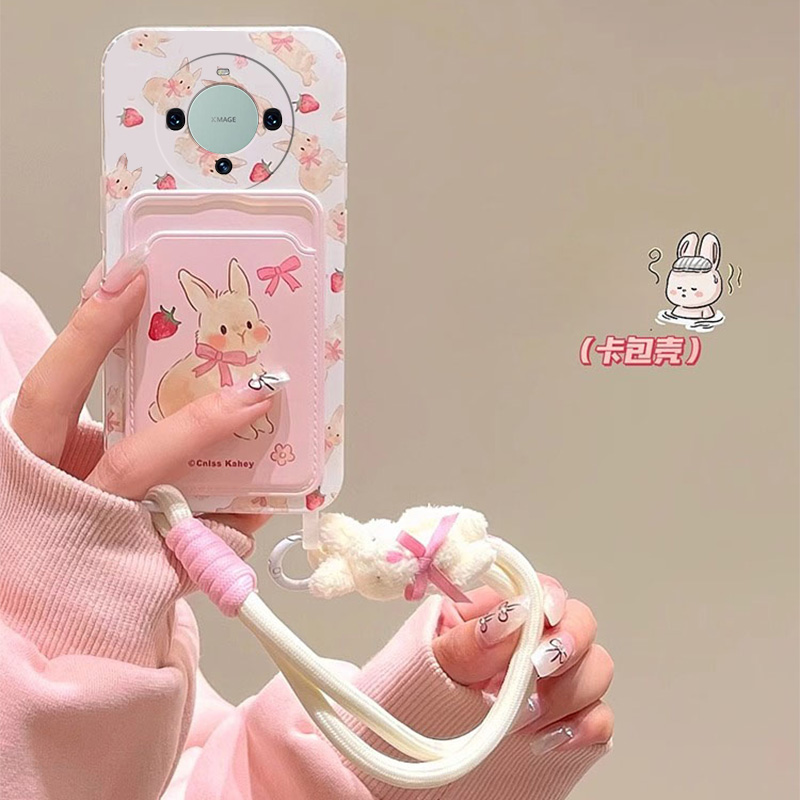 赵思露同款适用华为mate60pro手机壳mata50e粉色兔子rs保时捷设计mete40e+十meta30卡包20x卡套10硅胶9软壳女 - 图0