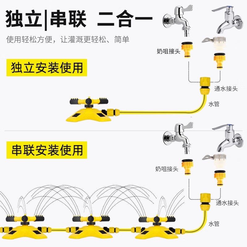 自动洒水器360度旋转喷淋喷头水管软管浇水神器草坪绿化灌溉系统 - 图3