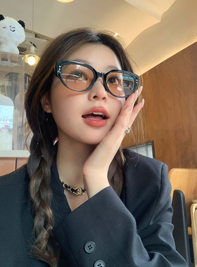黑框茶色墨镜女高级感猫眼眼镜