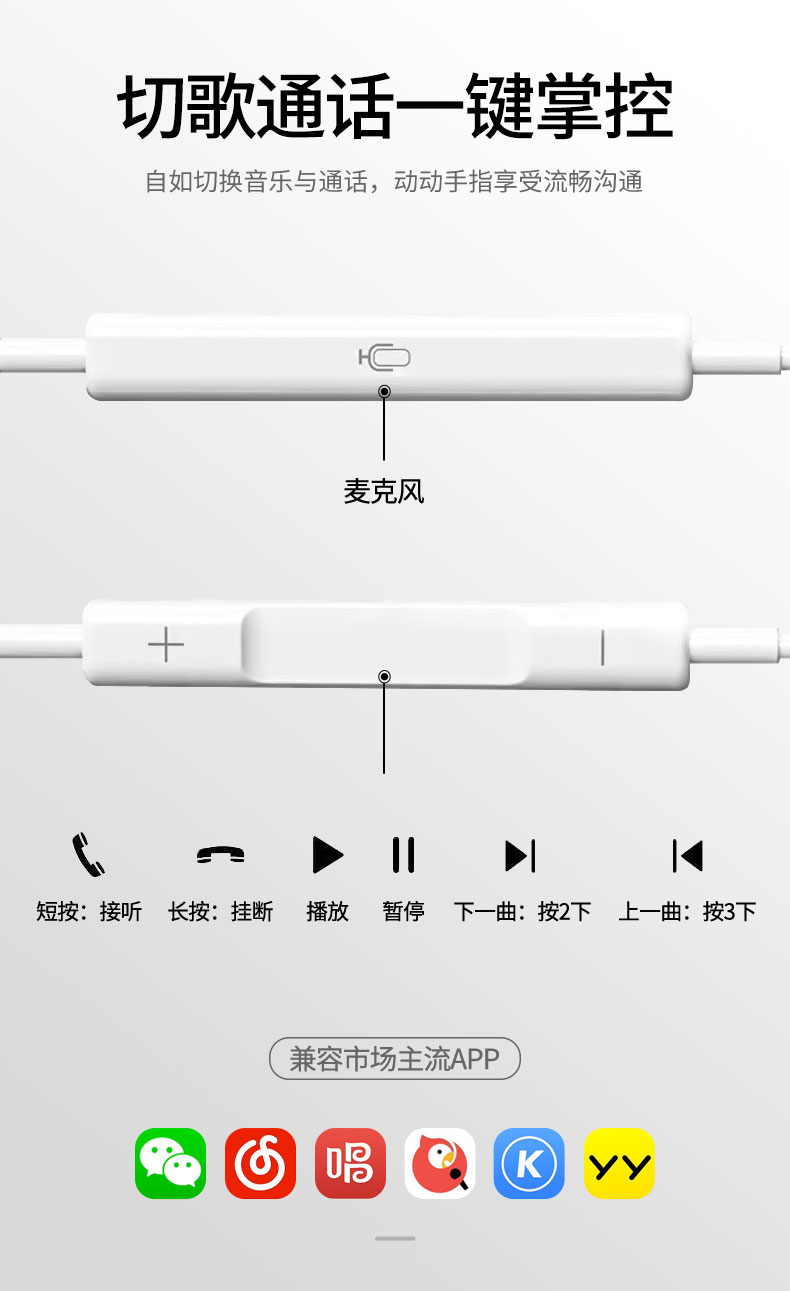 原装正品type-c耳机适用华为耳机入耳式nova5/6/7/8 pro p30/40/mate20/30pro 荣耀20v40/play接口有线高音质 - 图3