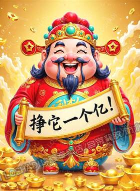 今年挣他一个亿暴富好运贴画海报墙上客厅春节贴纸车身遮瑕防水贴