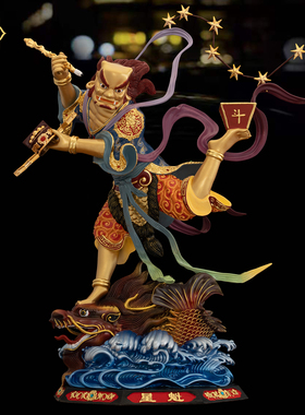 魁星点斗神像台湾全铜鎏金独站鳌头家用办公室装饰品魁星踢斗像