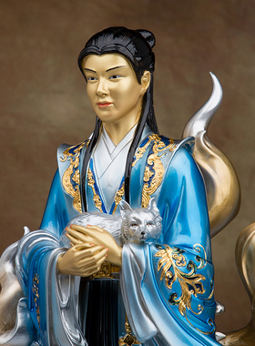 九尾狐娘娘铜像圣丰汉白玉娘娘纯铜手工彩绘高品质工艺品居家摆件