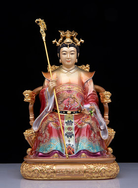 玉帝王母神像玉皇大帝王母娘娘像体真身铜彩家用佛堂供奉佛像摆件