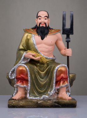 神农盘古轩辕黄帝神像 三皇五帝汉白玉彩绘供奉八卦祖师家用摆件