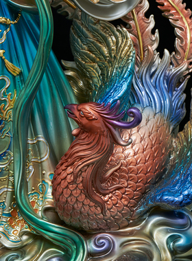 九天玄女神像纯铜彩绘九天圣母娘娘站像玄母天尊佛像供奉摆件