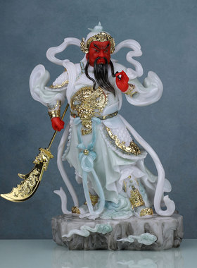 伽蓝韦陀菩萨汉白玉左右护法关公韦陀佛像武财神像居家供奉摆件