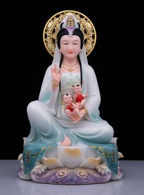 汉白玉送子娘娘送子观音摆件
