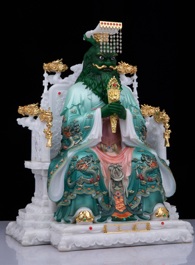 龙王爷神像汉白玉彩绘实心家用祝福中式东南西北四海龙神像摆件