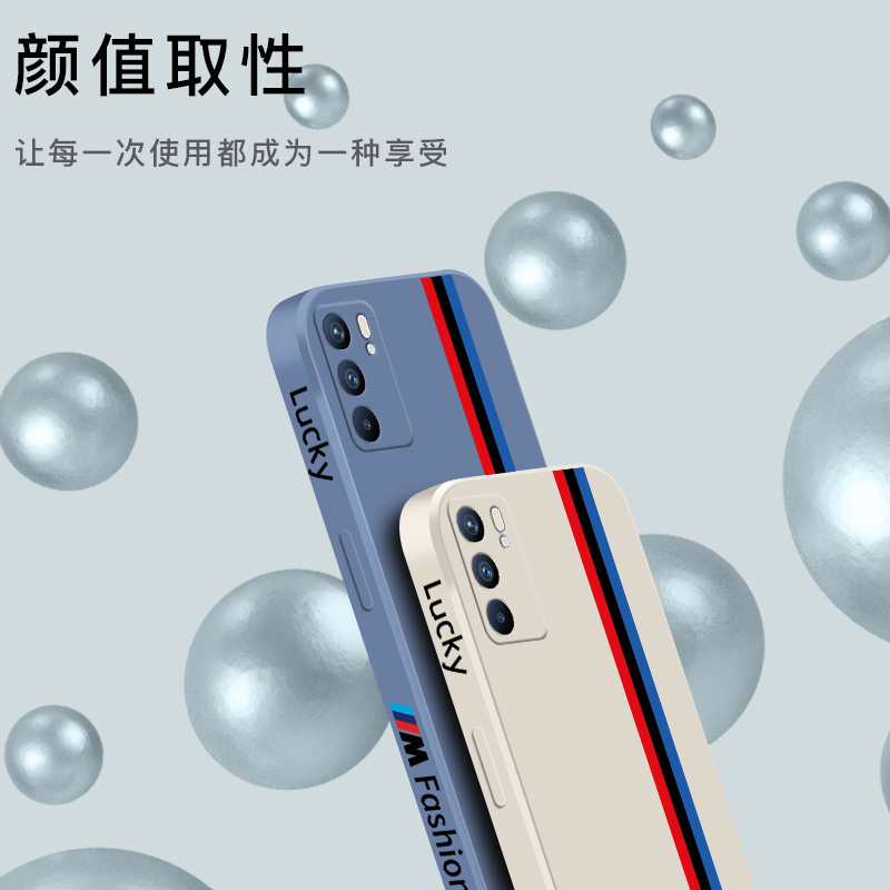 OPPOReno6手机壳Reno6Pro直边6por+液态硅胶5G全包镜头防摔PEQM00男女软壳保护套PEPMOO简约PENToo闺蜜潮撞色 - 图2