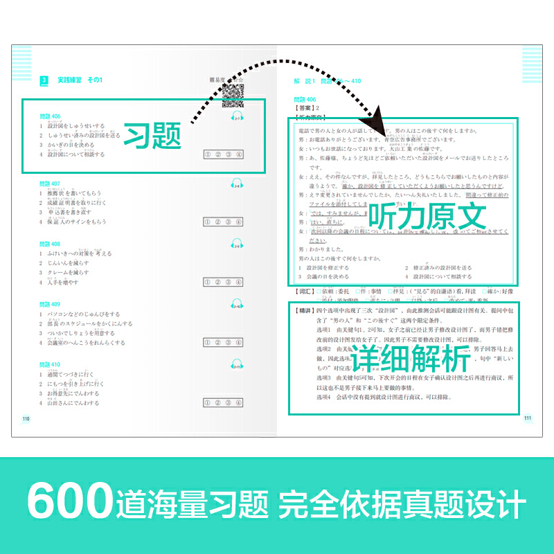 绿宝书.新日本语能力考试N2听解（详解+练习）（附赠音频） - 图0