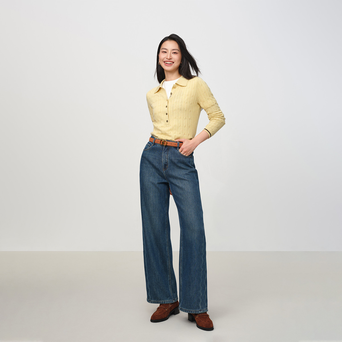 EP雅莹2025早秋新品 云柔氧感柔软亲肤舒适棉宽松阔腿牛仔裤J609A,淘宝优惠券,粉丝福利购,淘宝优惠卷