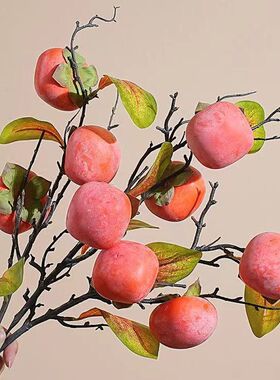 仿真柿子果实树枝花干如