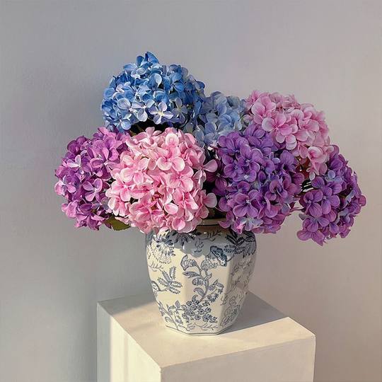 高级感3D绣球花仿真花餐桌客厅摆件花婚庆假花装饰插花绢花干花