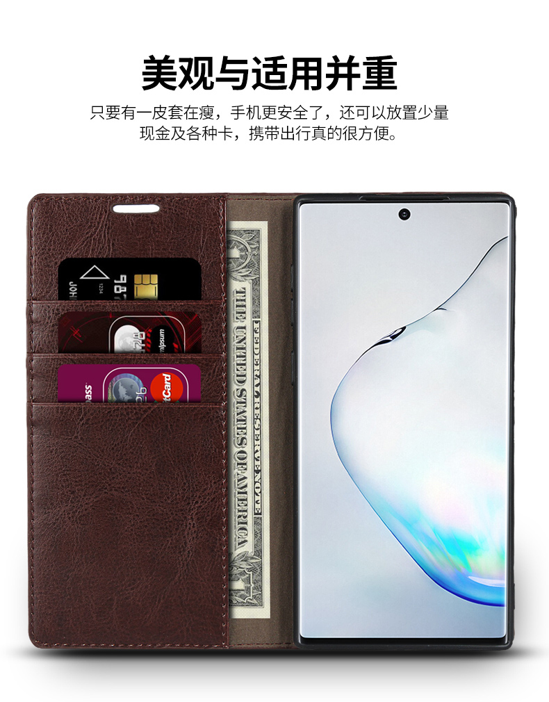 适用于三星note20 ultra真皮原装note20u手机壳SM-N9880牛皮套n20u男女翻盖防摔N9810保护套插卡槽高档galaxy - 图1