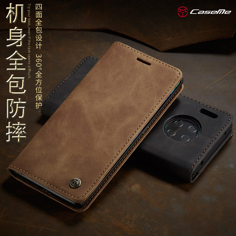 适用华为mate30e手机壳p40pro皮套子por钱包可插卡mete30手机套M30P翻盖式M30保护套全包边男防摔高档皮质p40