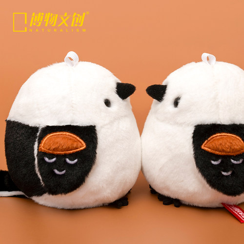 中国国家地理博物文创小圆宝北长尾山雀毛绒玩偶小鸟团子公仔挂件 - 图0