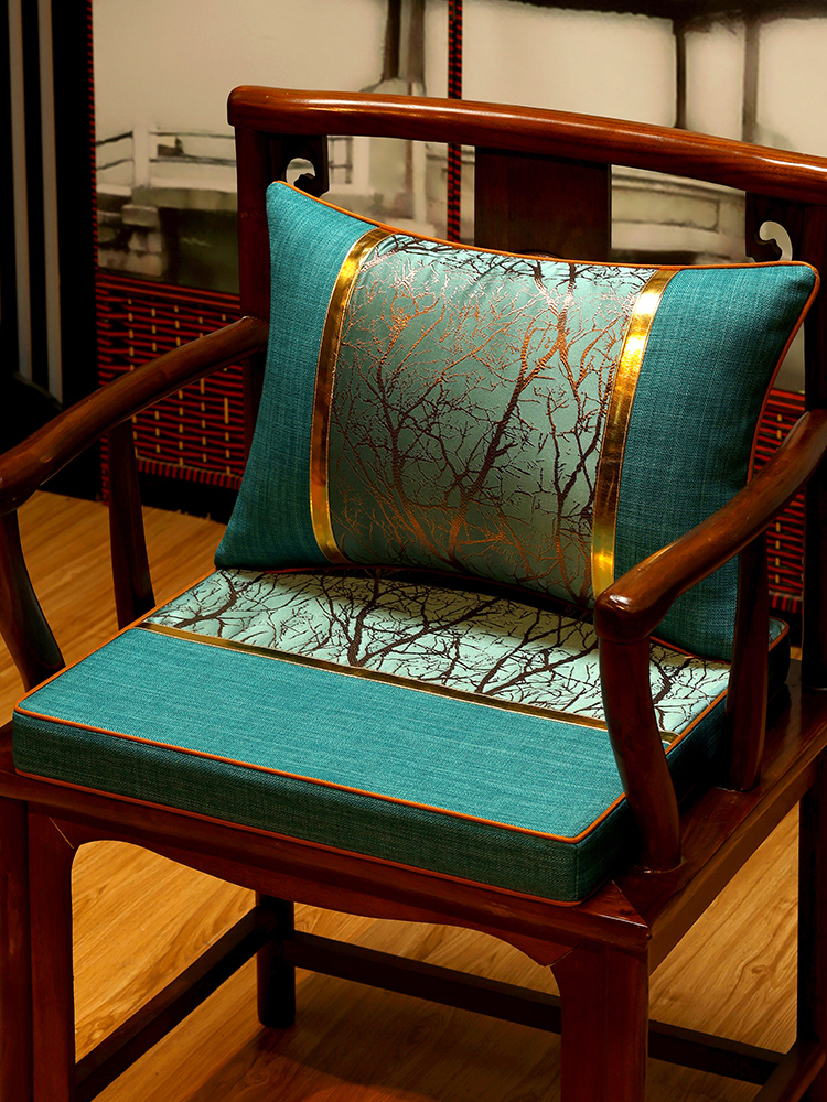 中式红木椅子坐垫实木圈椅太师椅茶桌椅垫子餐椅垫乳胶座垫冬季 - 图0