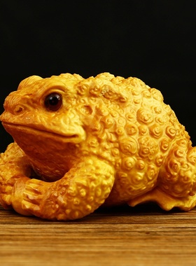 黄杨木雕文玩手把件招财进宝金蟾手工雕刻工艺品家居客厅摆件男