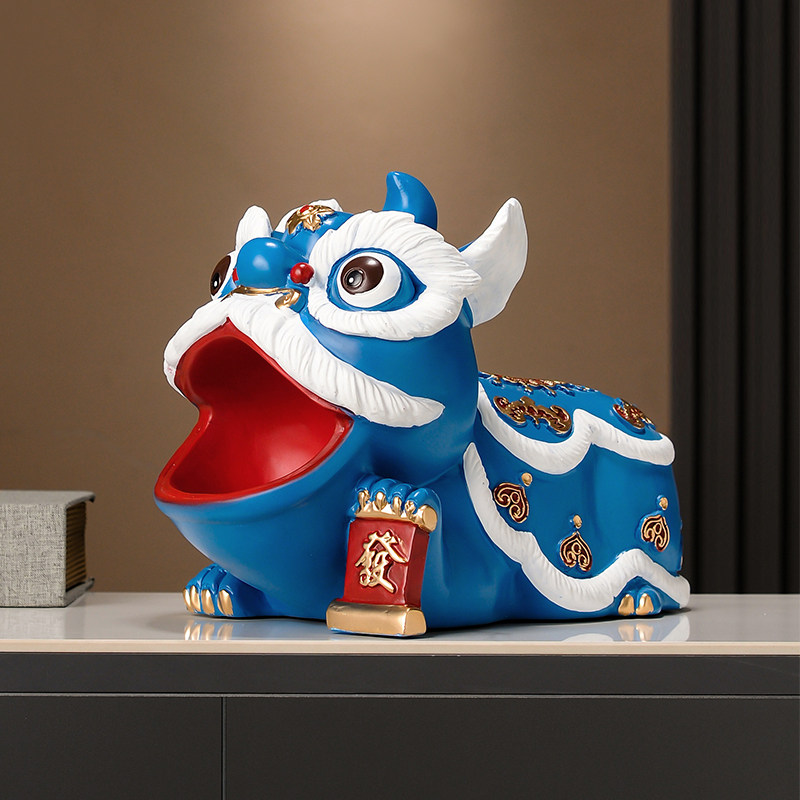 舞狮收纳纸巾盒创意高颜值 新中式国风客厅茶几桌面抽纸盒子家用