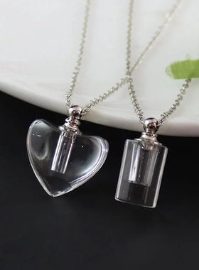 玻璃瓶空心吊坠可打开装东西挂件朱砂胎毛胎发水晶纪念ins项链