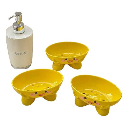 家用宿舍小黄鸭香皂盒肥皂盒可爱卡通卫生间浴室沥水架收纳置物架