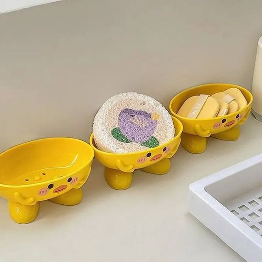 家用宿舍小黄鸭香皂盒肥皂盒可爱卡通卫生间浴室沥水架收纳置物架