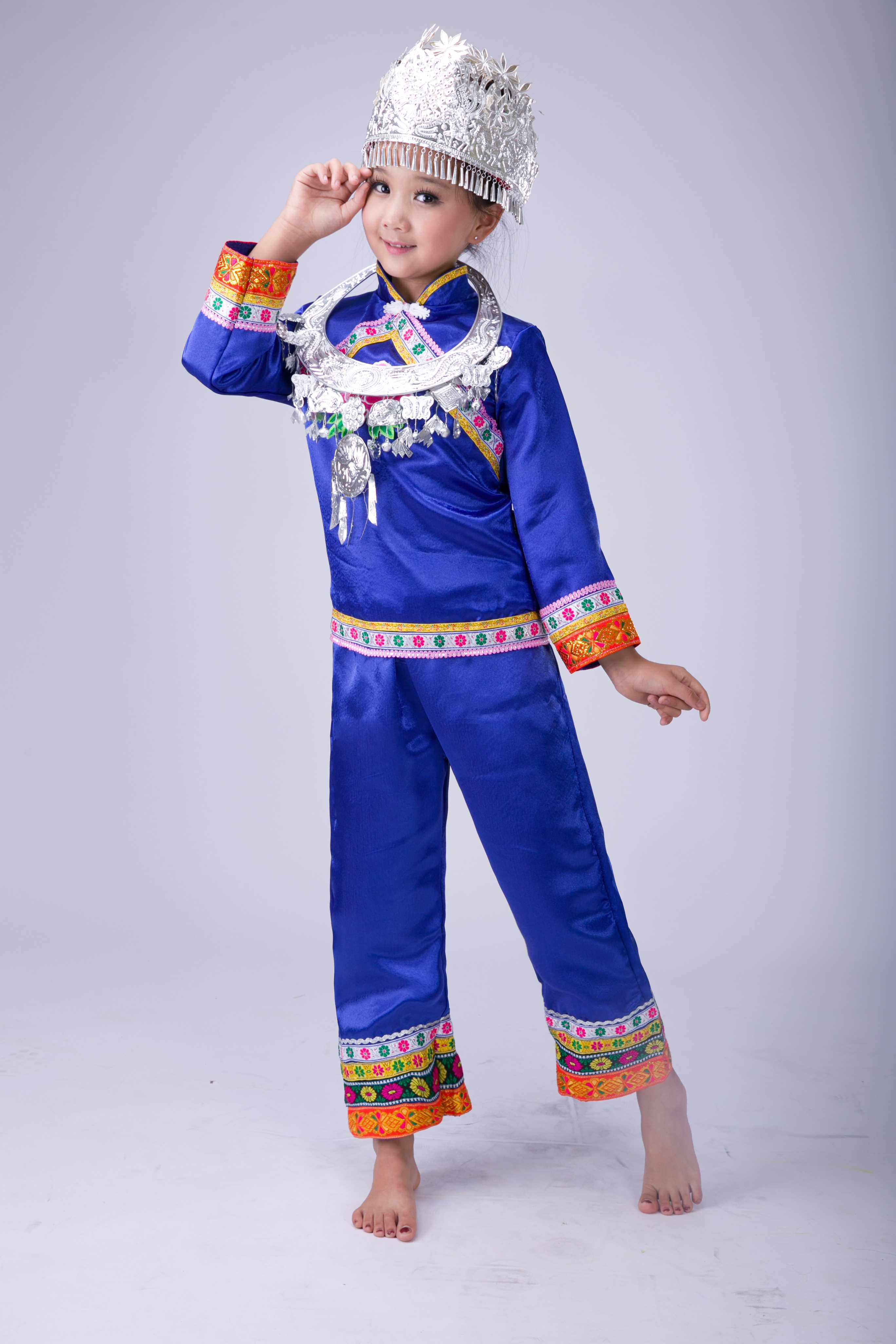 高档儿童小荷风采咿呀咿呀小嗲嗲舞蹈演出服装苗族侗族少儿民族表