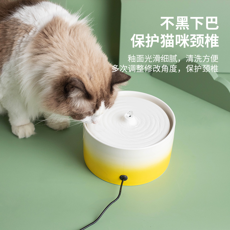 宠物水盆猫咪自动饮水机流动活水恒温加热喝水器陶瓷饮水器狗水碗 - 图1