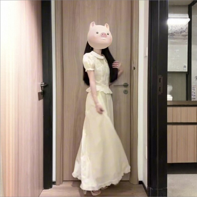 ເສື້ອເດັກນ້ອຍ doll collar ແອວສູງ skirt ສອງສິ້ນຊຸດ