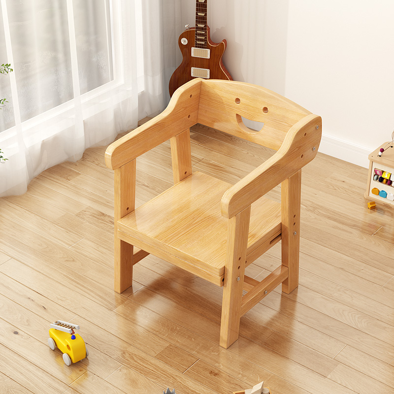 实木小凳子客厅家用儿童靠背小椅子幼儿园可升降宝宝餐椅凳子矮凳-图0